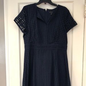 Ann Taylor navy eyelet dress